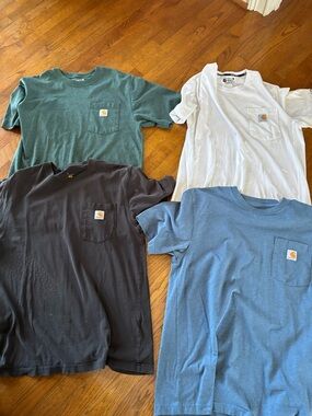 Carhartt Pocket Tees in Green, White, Black, Blue - Set of 4